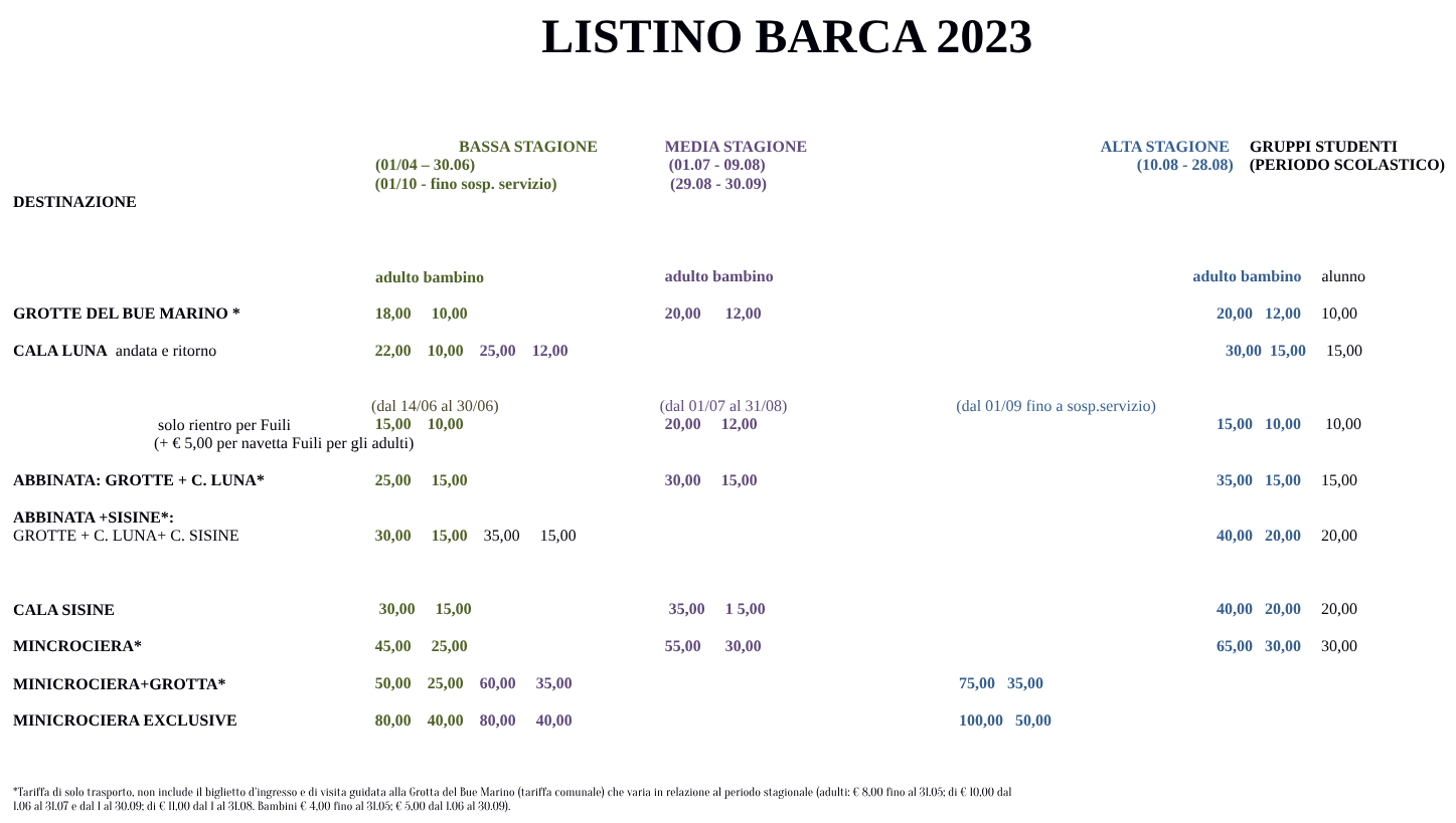 Ingrandisci: PREZZI ESCURSIONI STAGIONE ESTIVA 2024